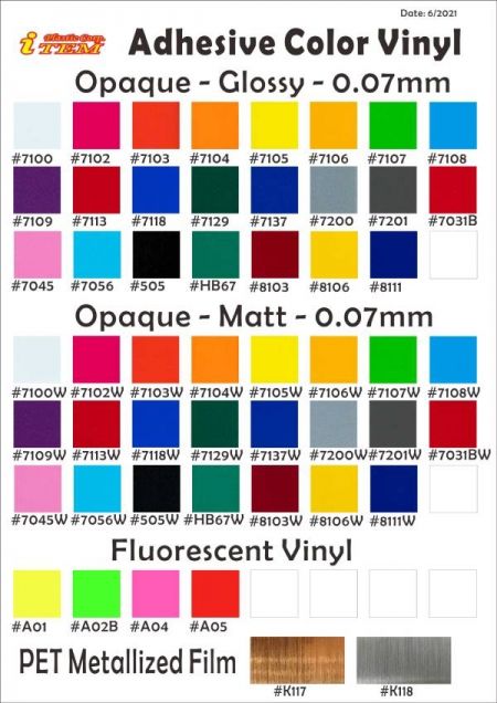 Color Swatch-Opaque Vinyl (0.07mm)