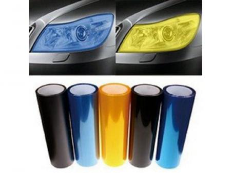 Tinted film for headlights or taillights of vehicles